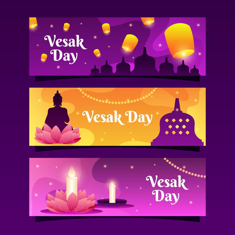 Vesak Festivity Banner Collection vector