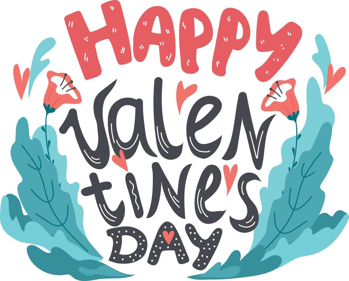 feliz día de san valentín hand lettering - fondo tipográfico vector