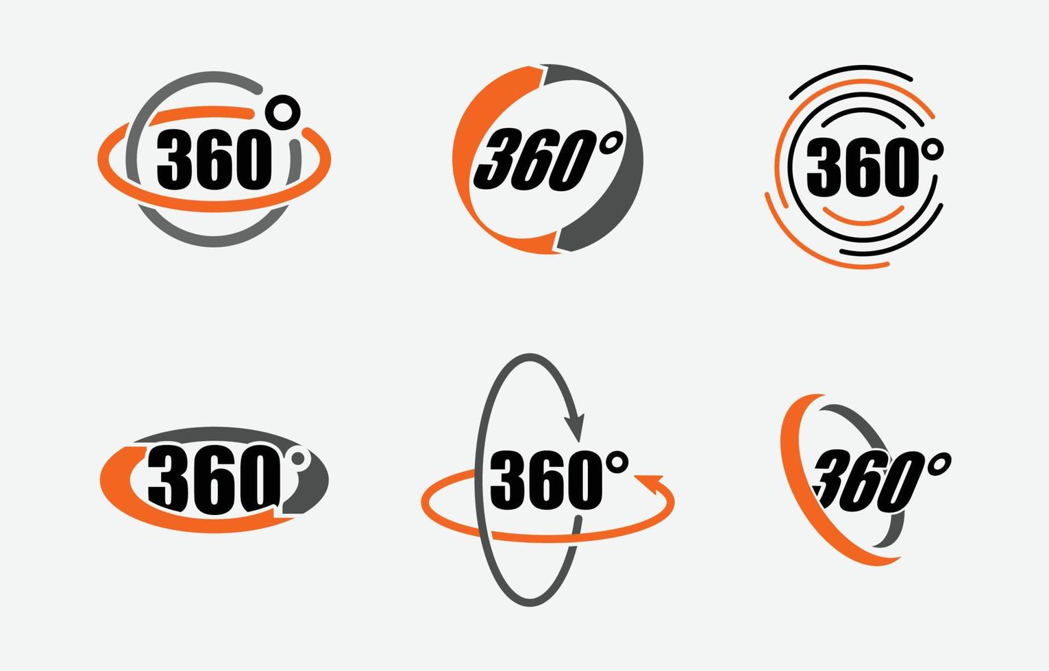 conjunto de logotipo de vista de 360 grados de dos tonos vector