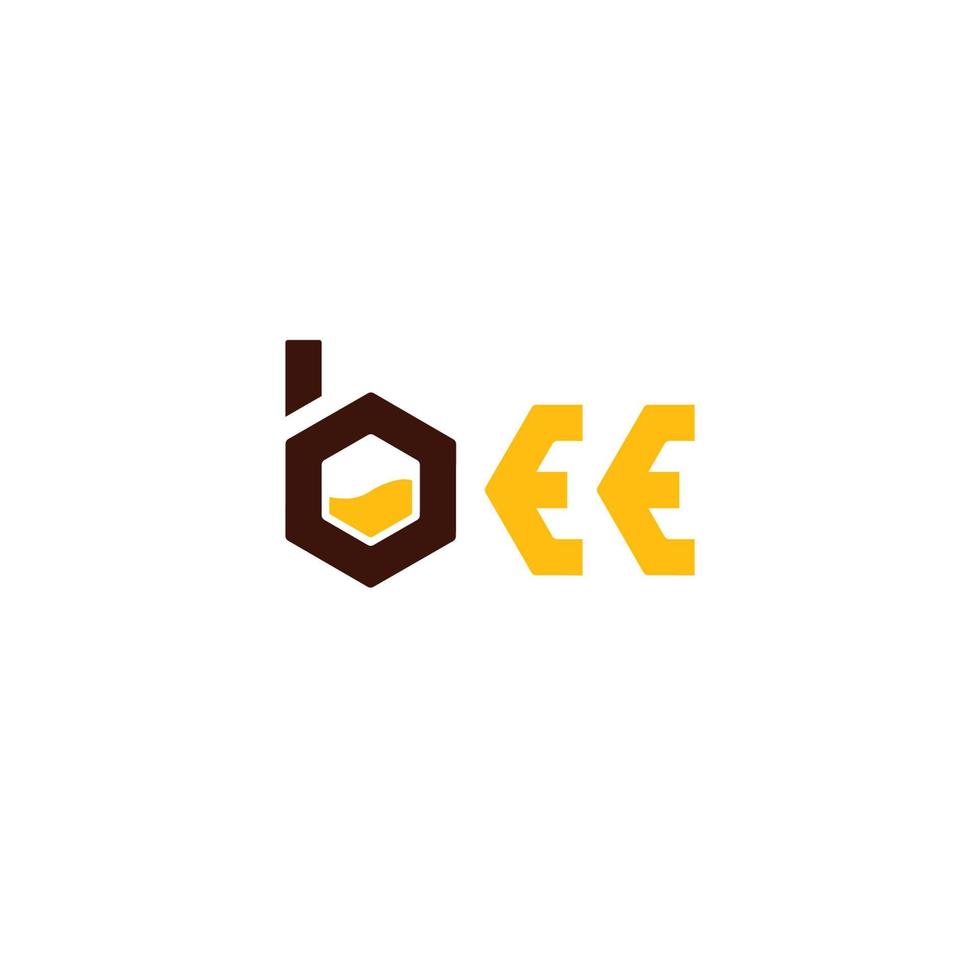 simple bee logo hexagon Template Design vector