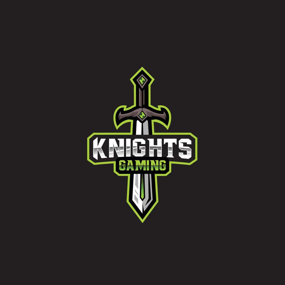 logotipo de juego de caballero con símbolo de espada de caballero esport, vector de logotipo deportivo