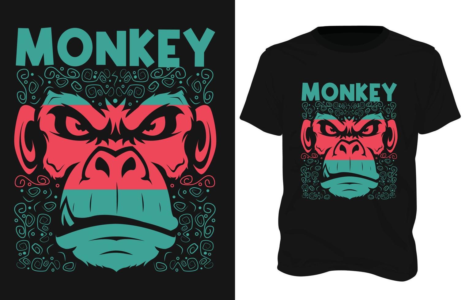 Monkey vector t-shirt and apparel design. with head of a Monkey for print, t-shirt, poster