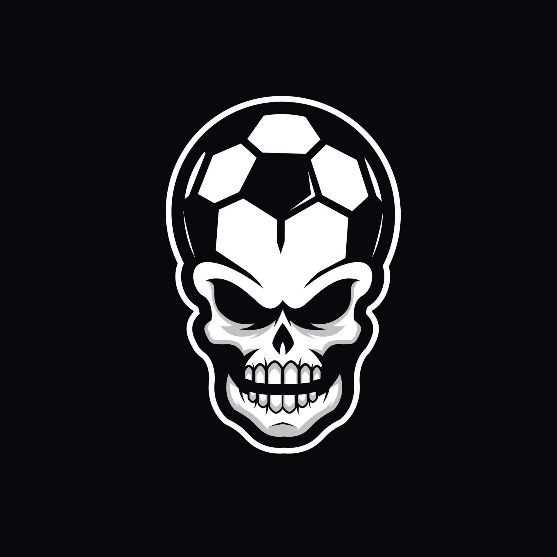 Football Skull illustration logo, soccer ball with skull and