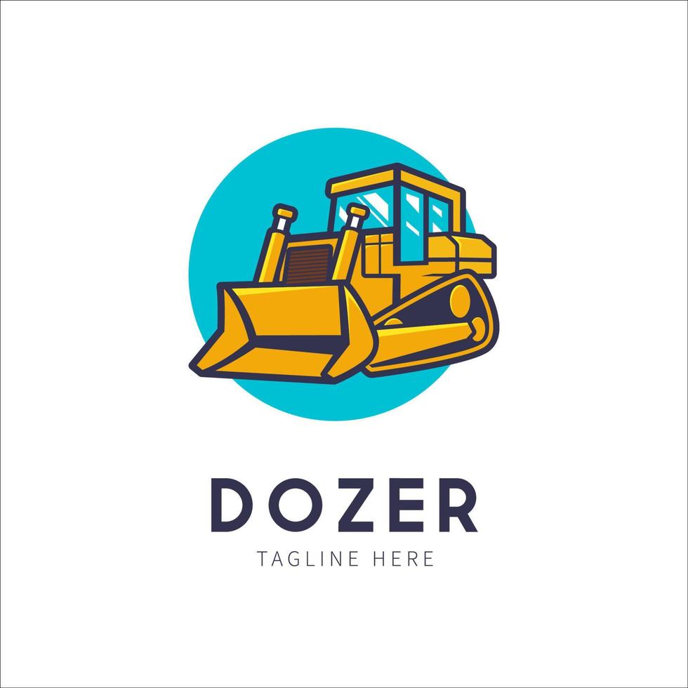 dozer logo construction heavy equipment illustration vector