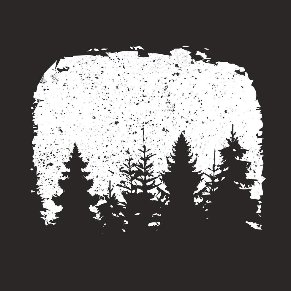 Vintage tree forest silhouette for Tshirt vector