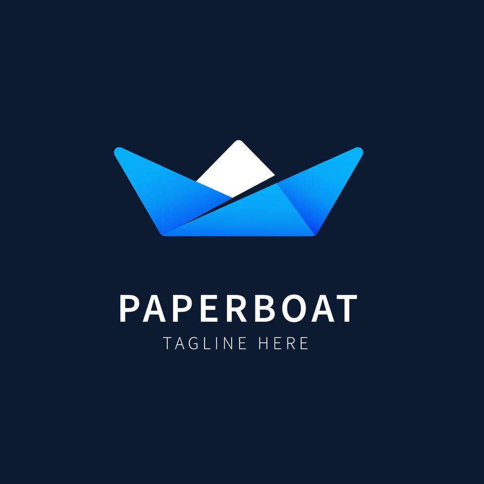 barco de papel logo ilustración barco diseño plano vector