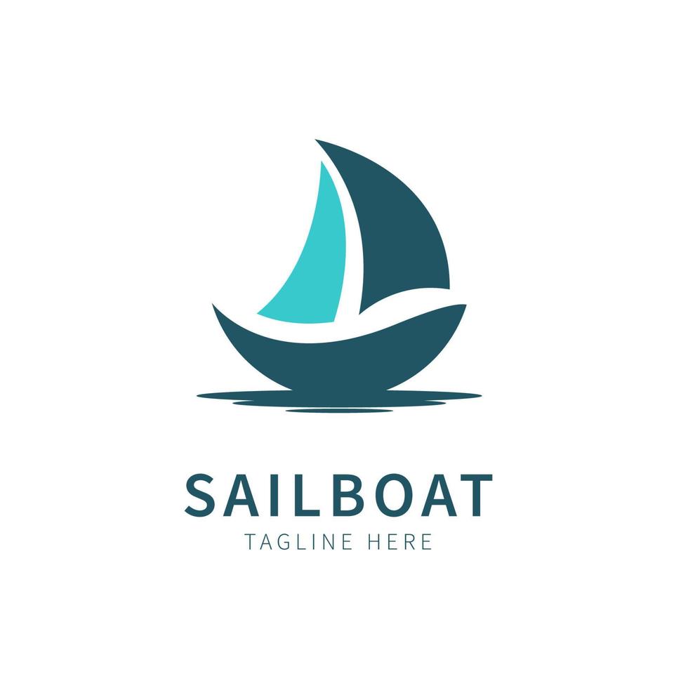 sailboat logo illustration boat flat design vector