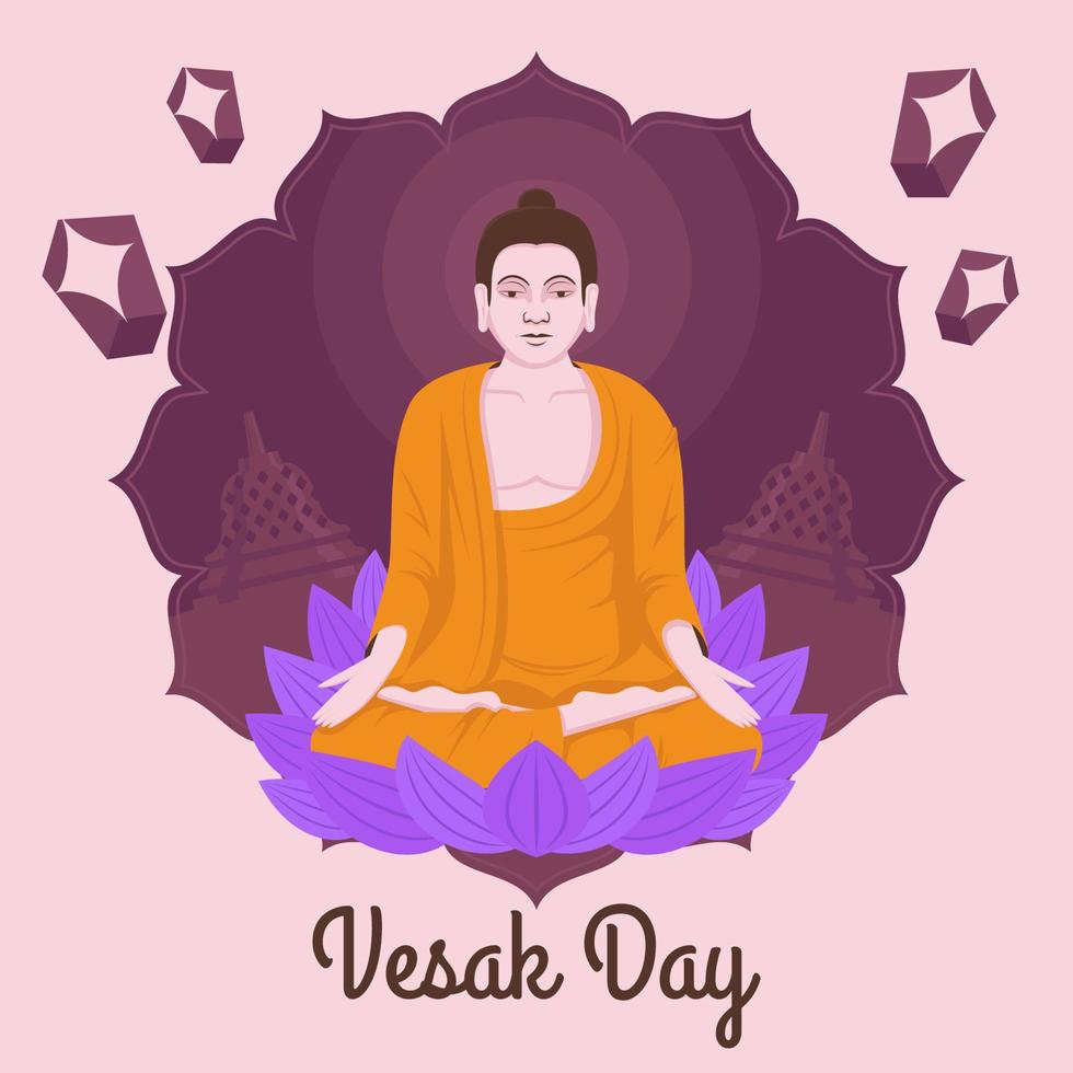 Vesak Day with Buddha Concept vector