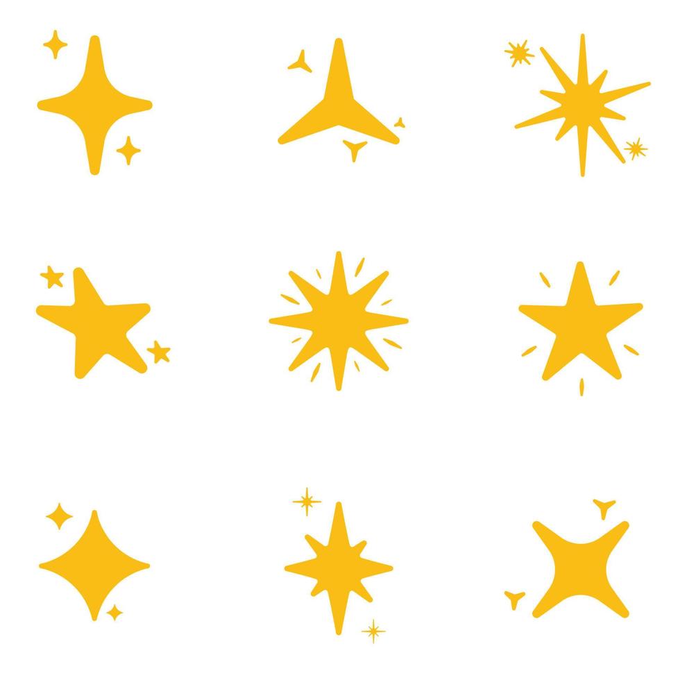 Sparkling star Flat cartoon  collection vector