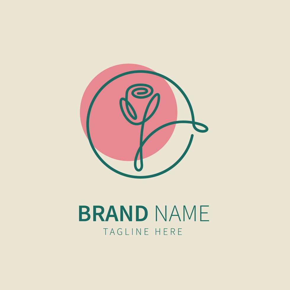 logotipo de rosa. flor, ilustración, en, línea, arte, estilo, vector