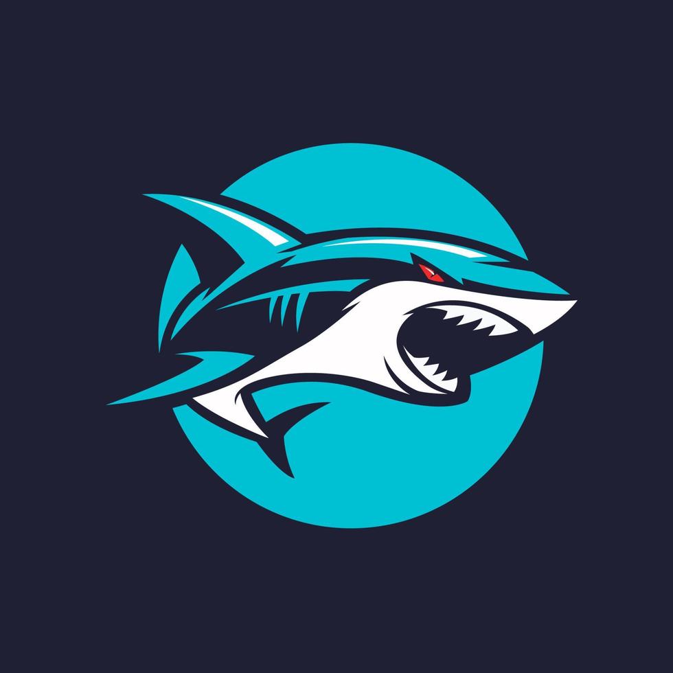 la ilustración del logotipo de tiburón se ve agresiva y valiente vector