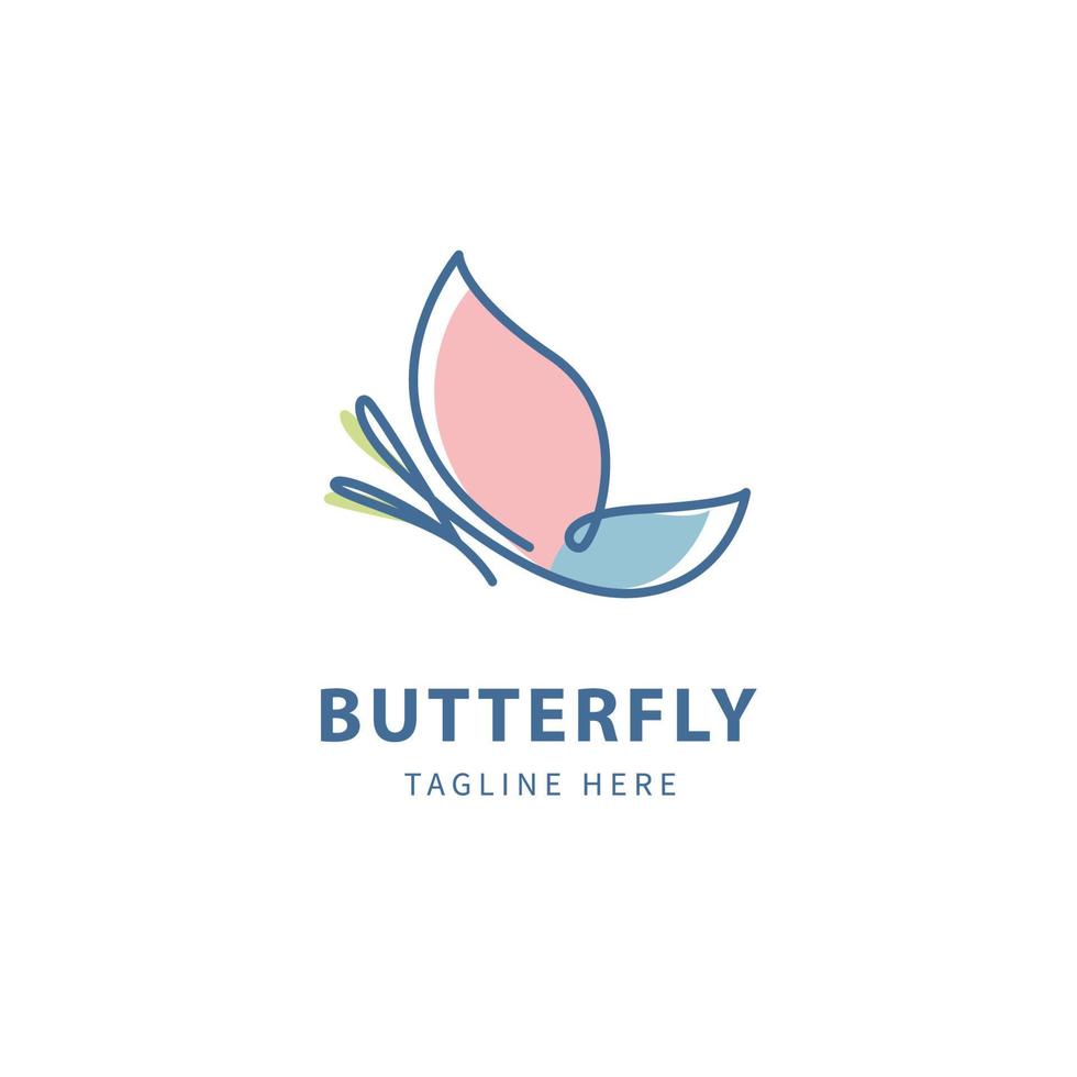 beautiful butterfly simple logo with monoline concept, line art vector logo temple