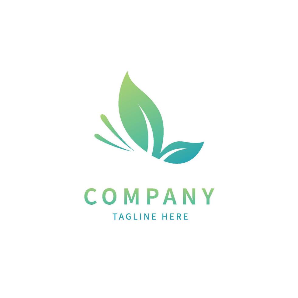 Flying Nature Butterfly Logo simple minimalist with nature leaf vector