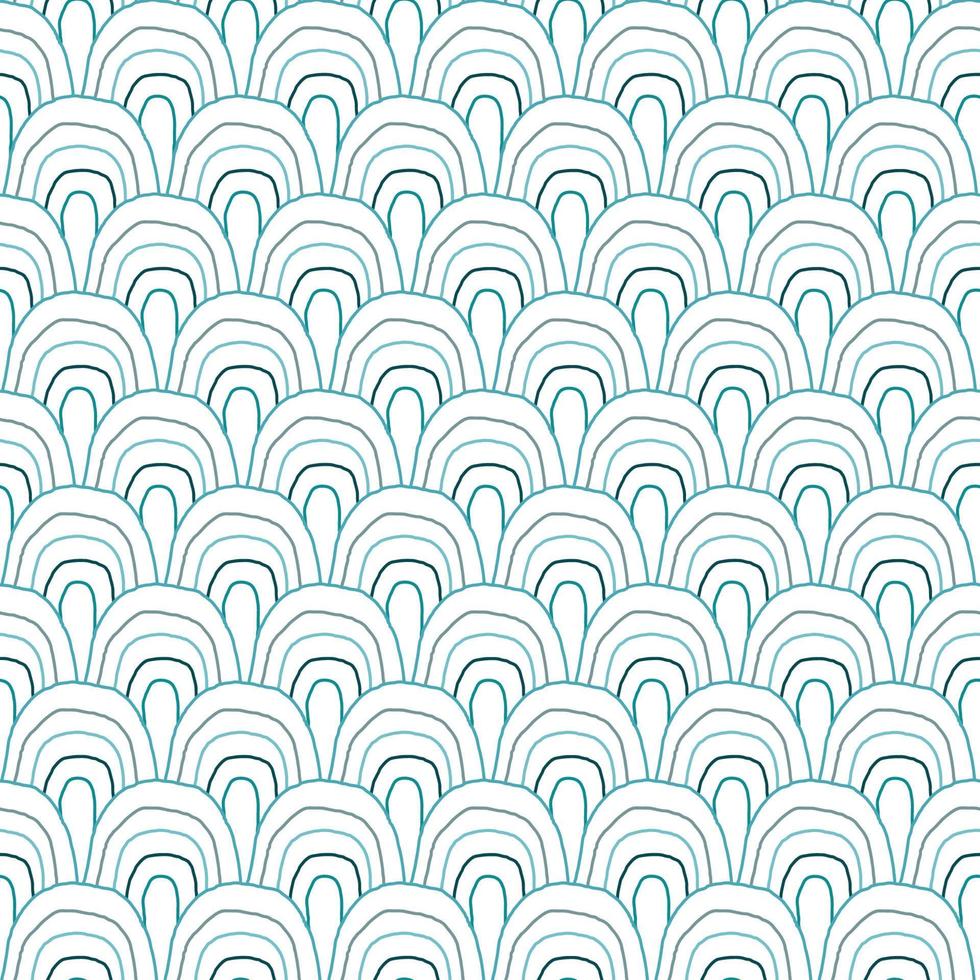 Abstract ocean waves hand drawing, vector illustration.