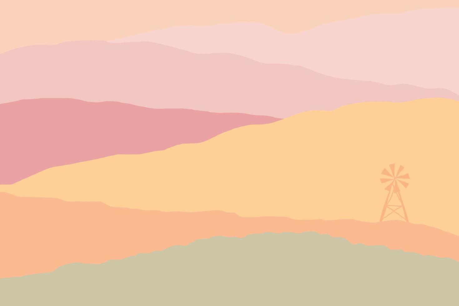 Warm pastel color background with windmill. vector