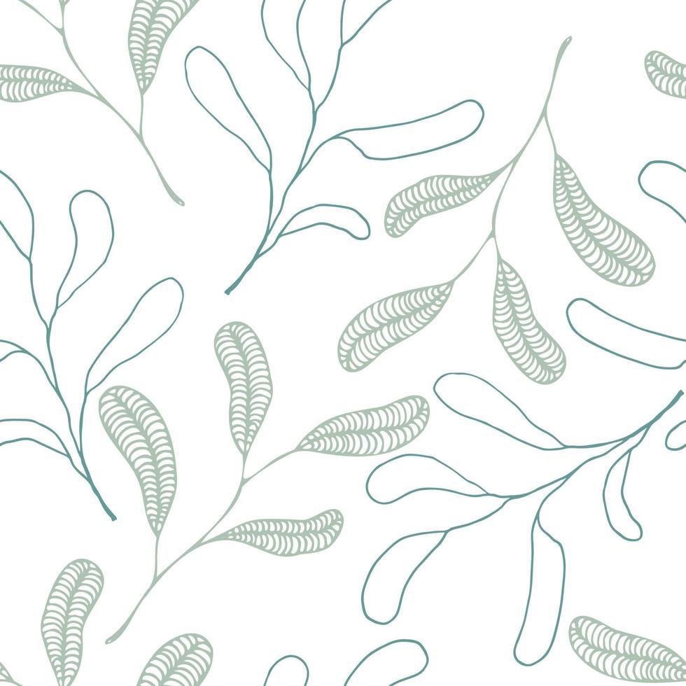 Abstract green leaves seamless pattern, vector illustration.