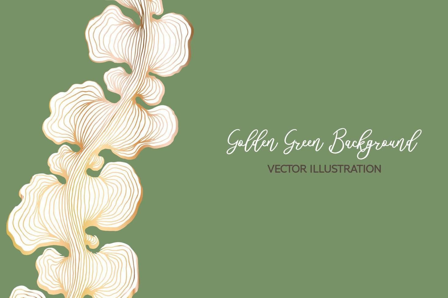 Abstract metallic golden green luxury background. Green wallpaper vector illustration with swirly organic lines.