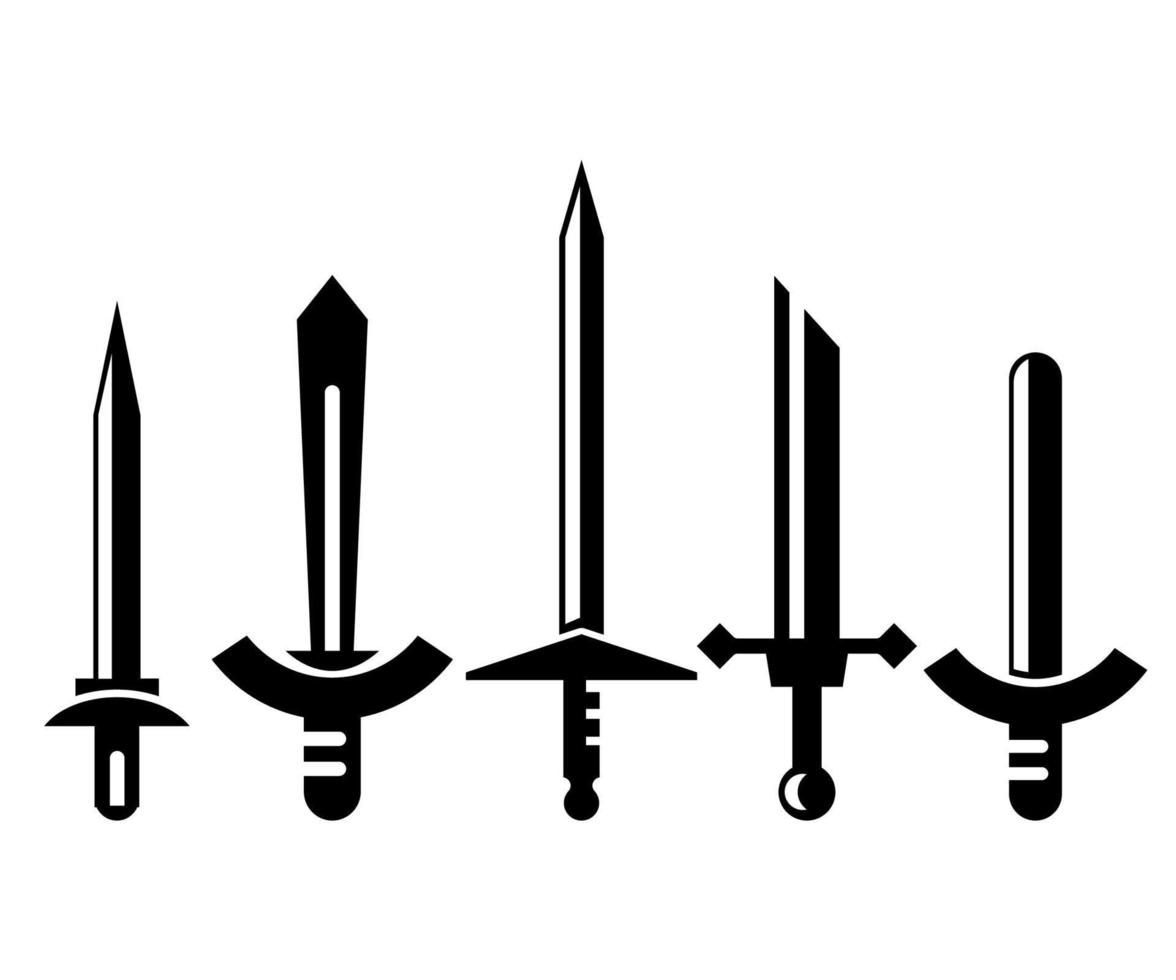 swords icons set vector