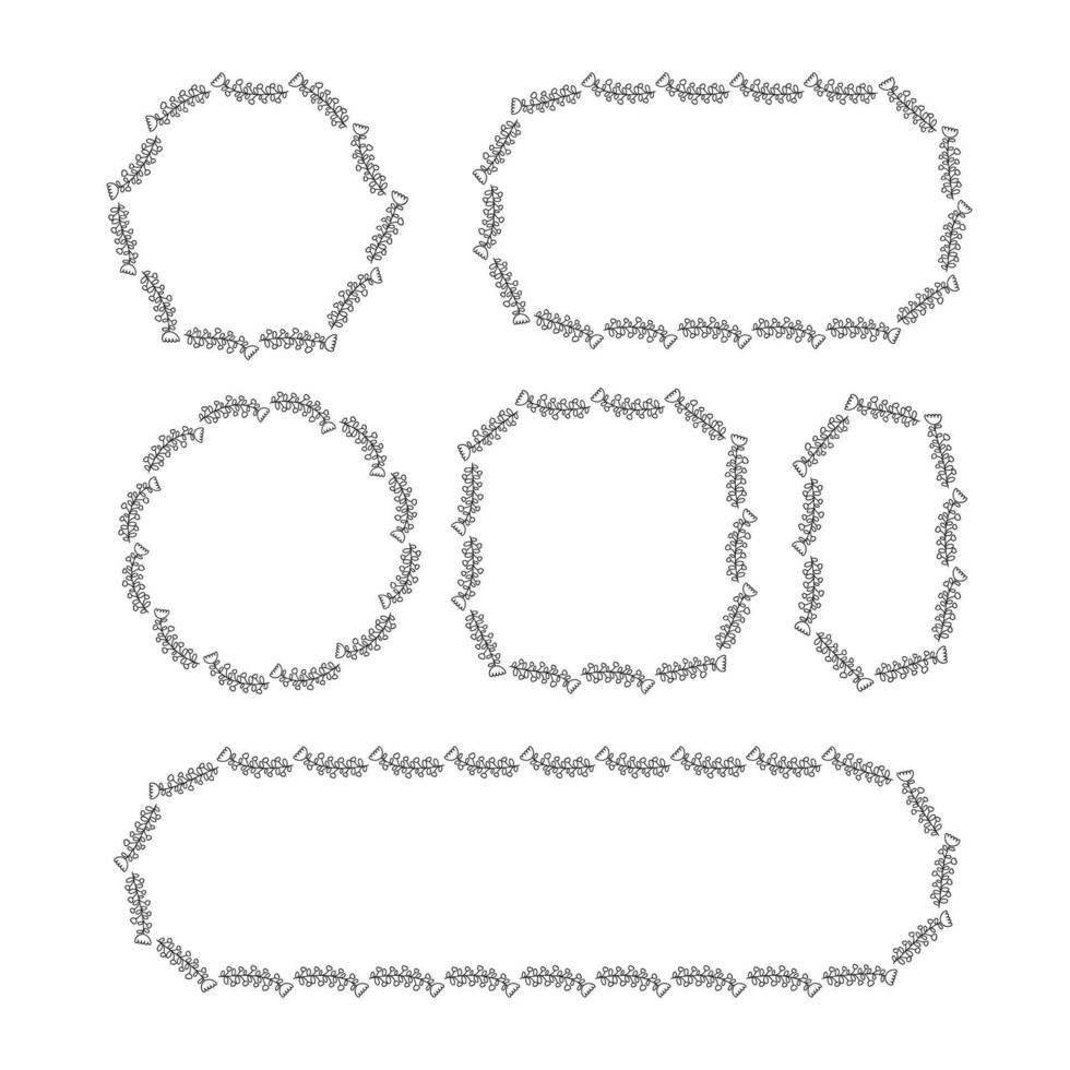 flowers and leaves frame decoration line art vector