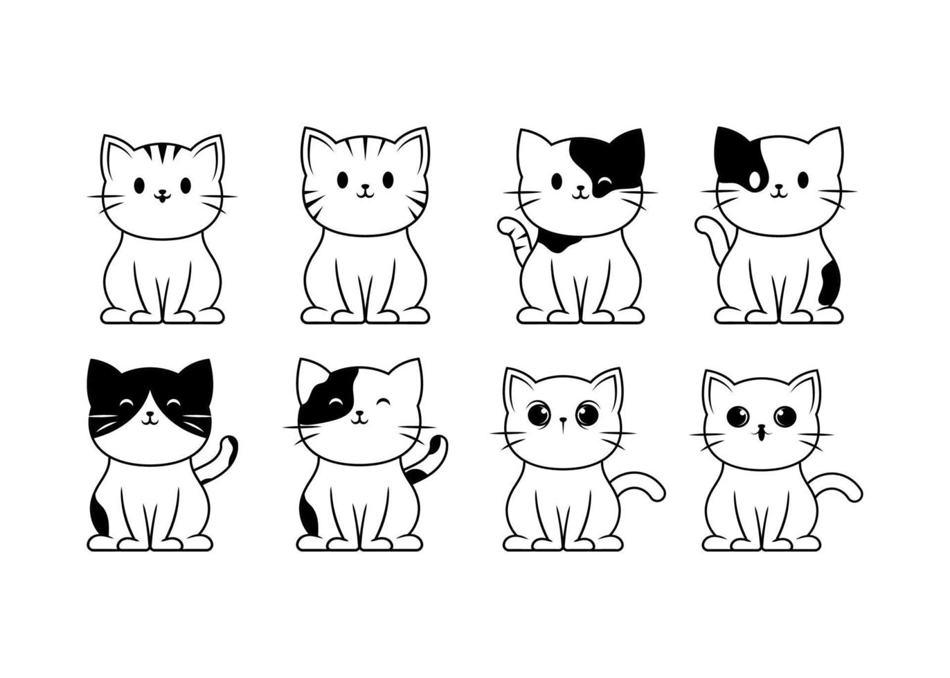 Cute cat line art illustration icon design template vector