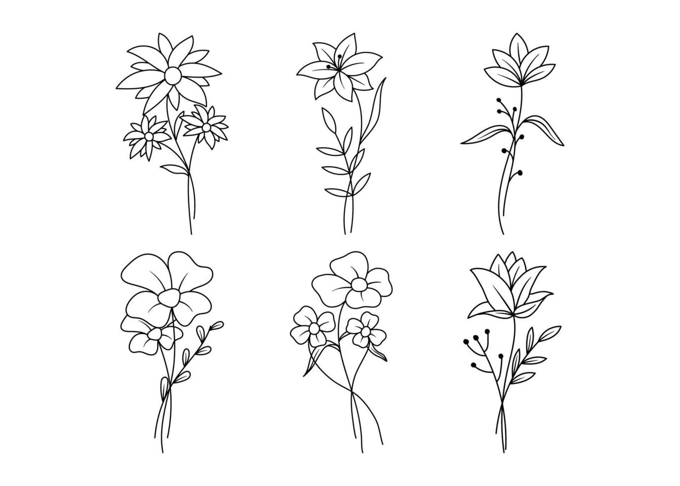 vector de plantilla de ilustración de diseño de icono de contorno de flor