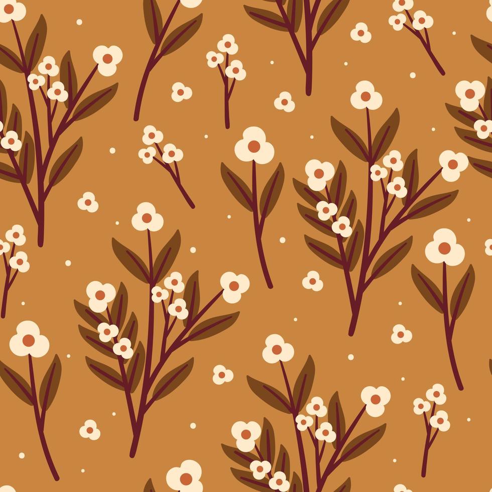 seamless pattern flower and leaves. botanical wallpaper for fabric print, textile vector