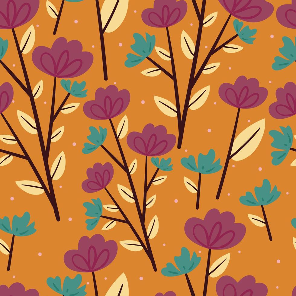 seamless pattern flower and leaves. botanical wallpaper for fabric print, textile vector