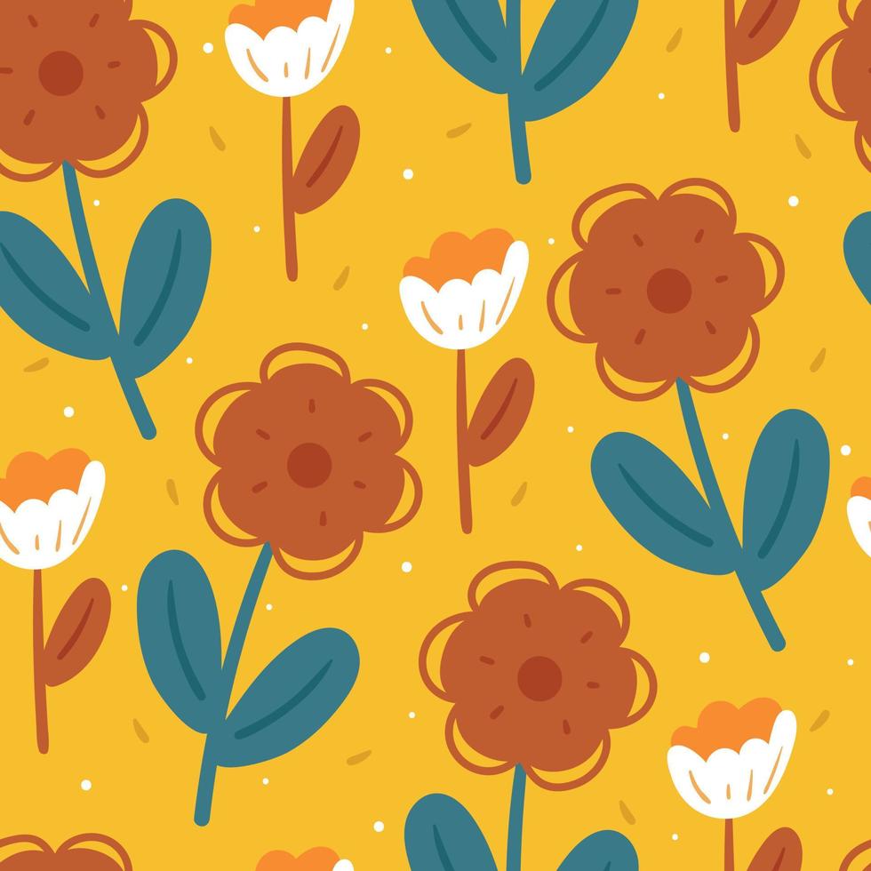 seamless pattern flower and leaves. botanical wallpaper for fabric print, textile vector
