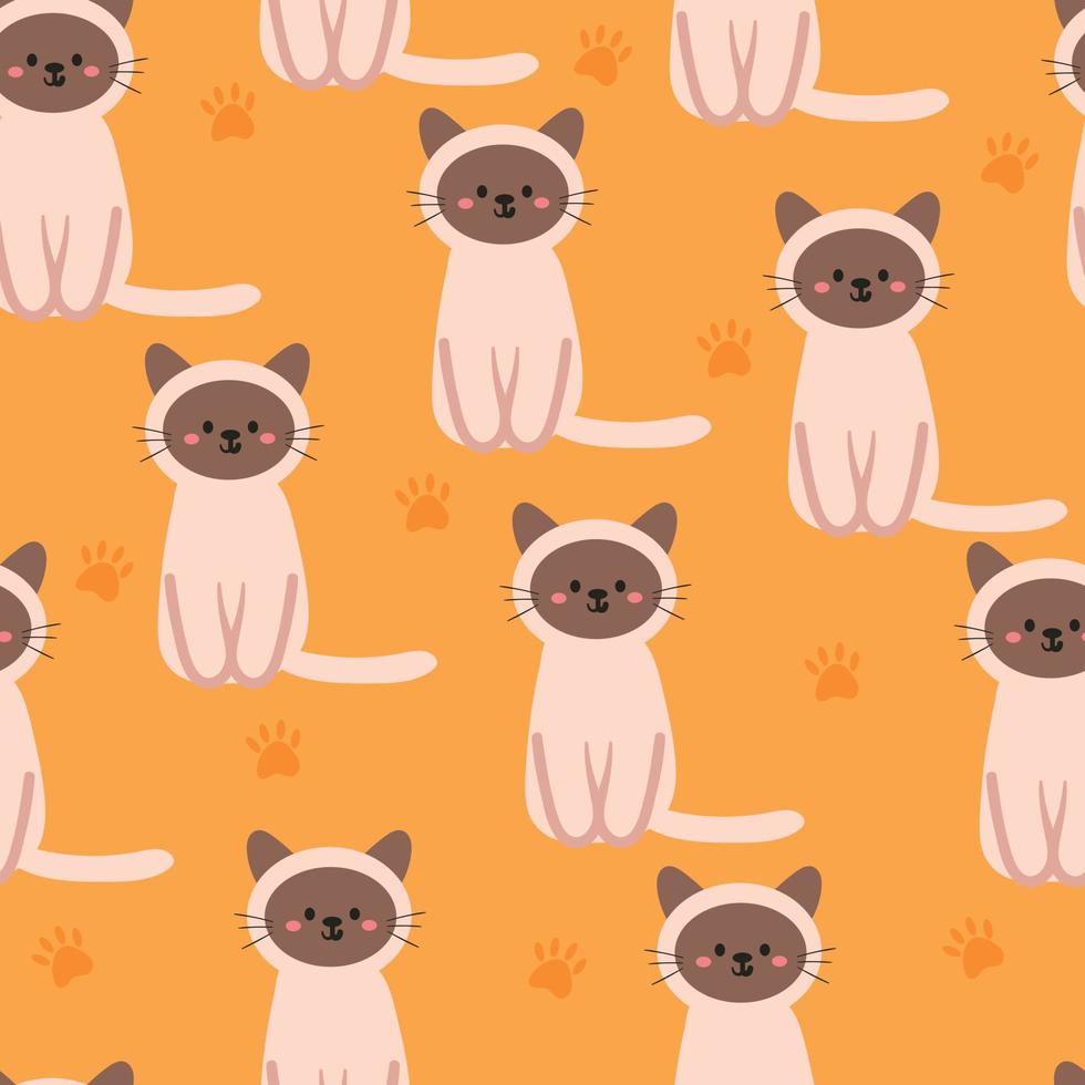 seamless pattern hand drawing cartoon cat, flower and cute element. for fabric print, textile vector
