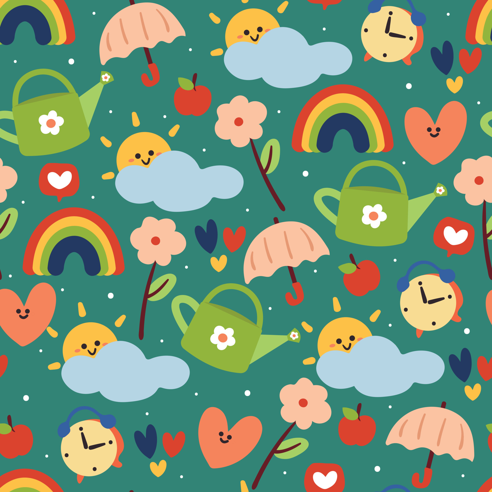 seamless pattern cartoon morning stuff and view for kids wallpaper fabric  print gift wrapping paper 7460056 Vector Art at Vecteezy