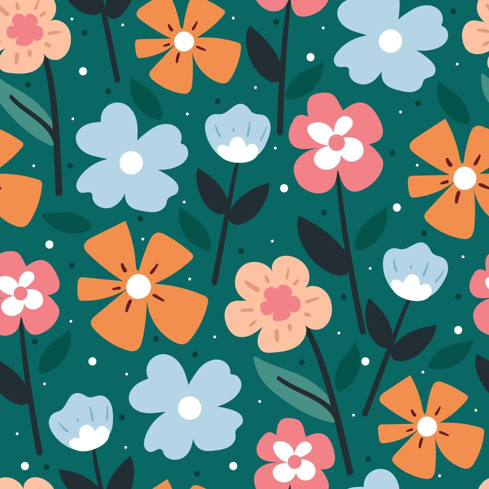 seamless pattern flower and leaves. botanical wallpaper for fabric print, textile vector