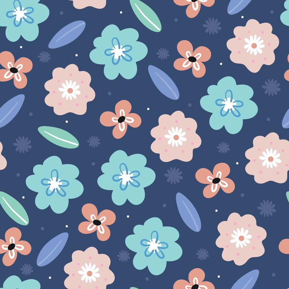 seamless pattern flower and leaves. botanical wallpaper for fabric print, textile vector