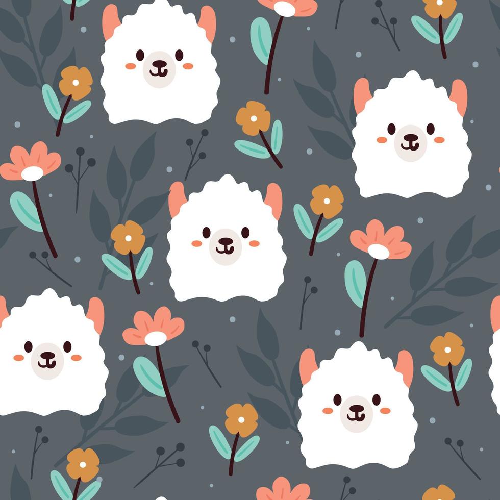 seamless pattern hand drawing cartoon llama and flower. animal drawing for fabric print, textile, gift wrap paper vector