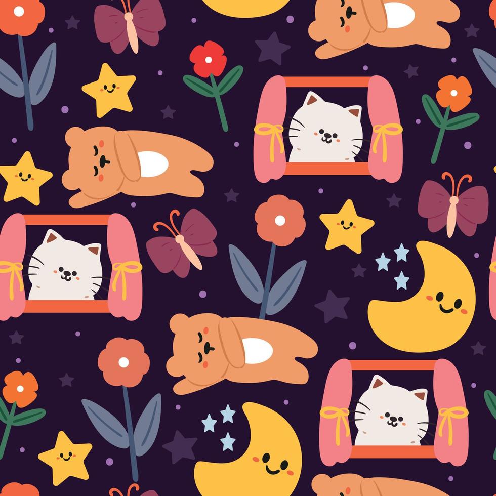 Seamless pattern with cute unicorns diamonds, hearts and rainbows