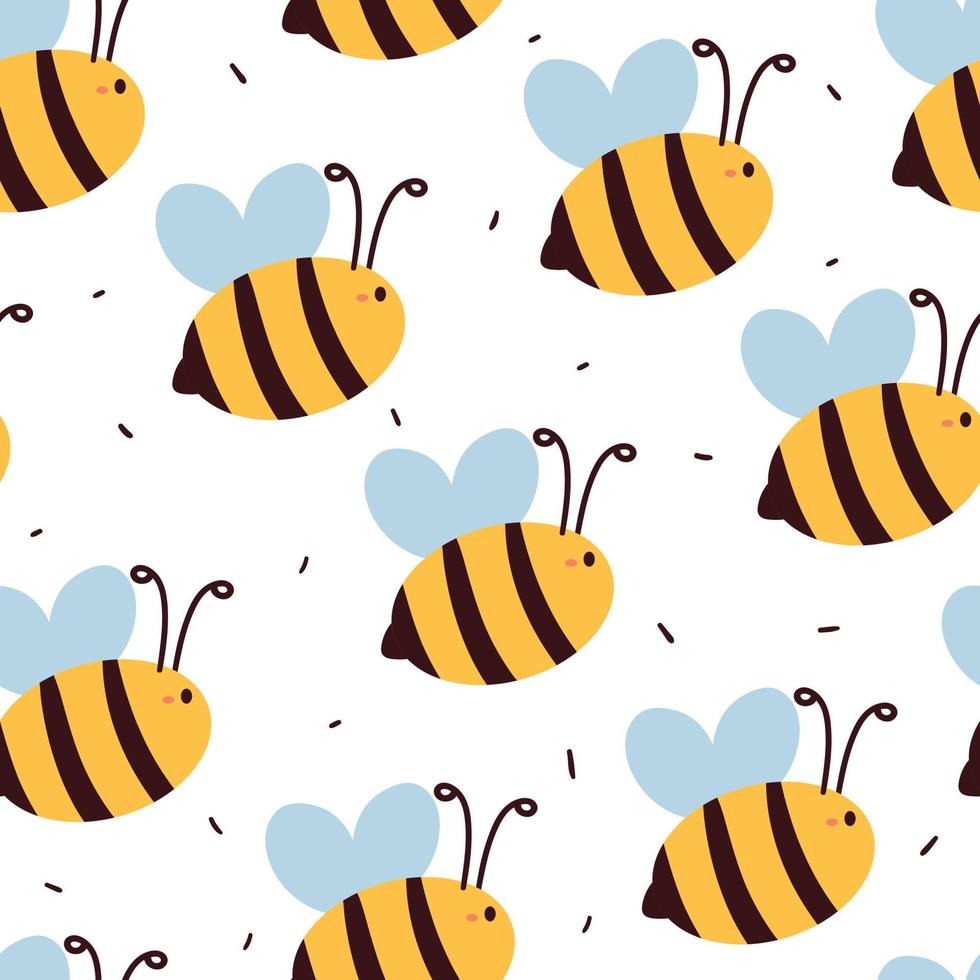 seamless pattern hand drawing cartoon bee. animal drawing for fabric print, textile, gift wrap paper vector