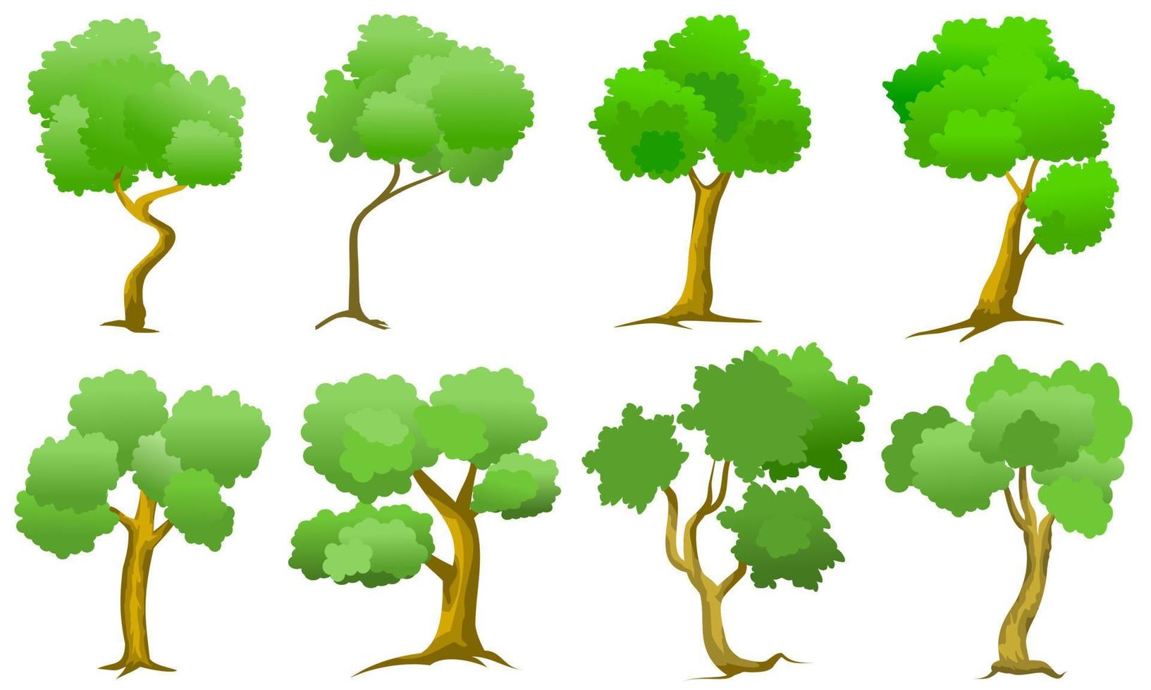 tree set isolated on white background vector