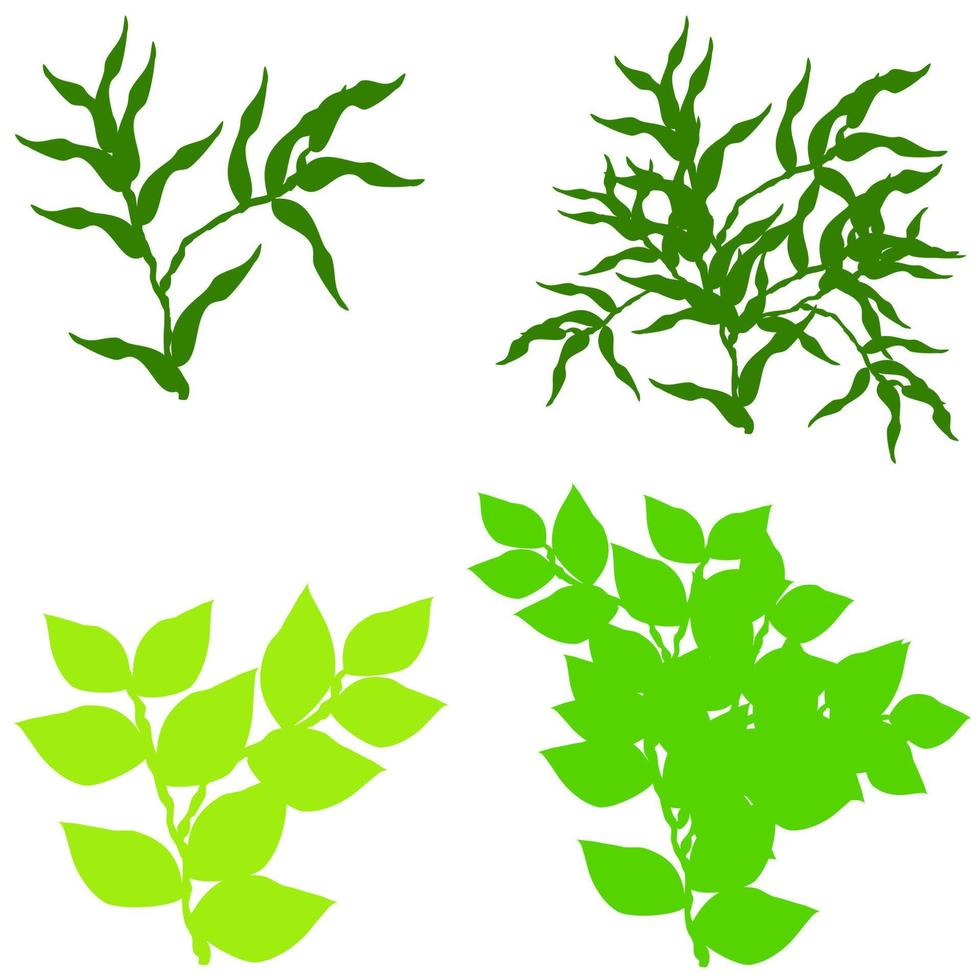 green bush silhouette vector, foliage herb vector