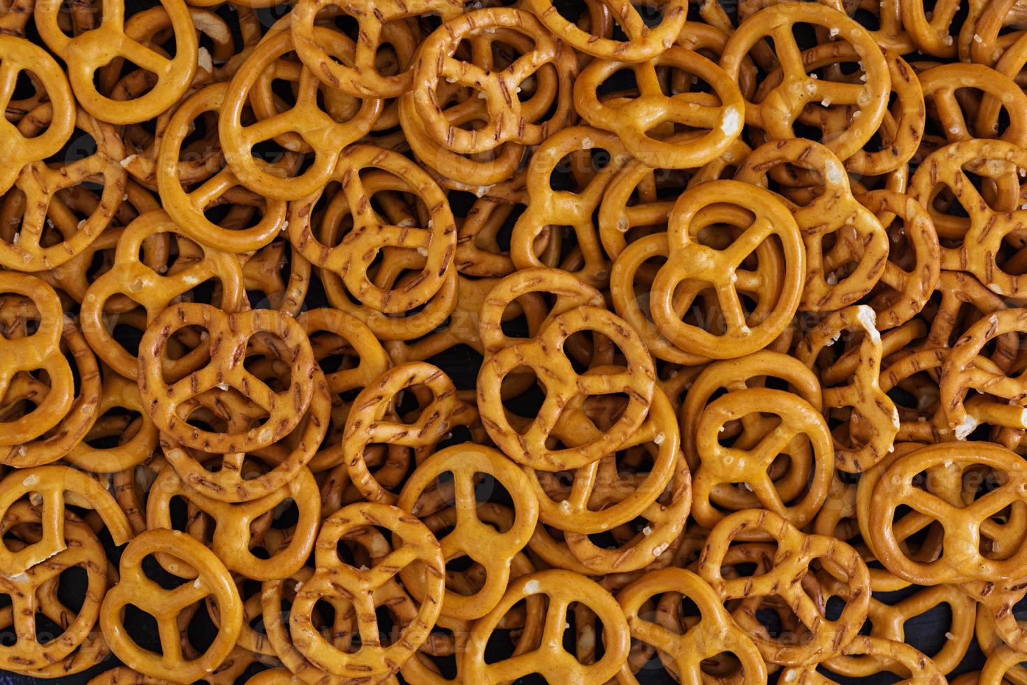 Background of salted pretzel. Top view photo