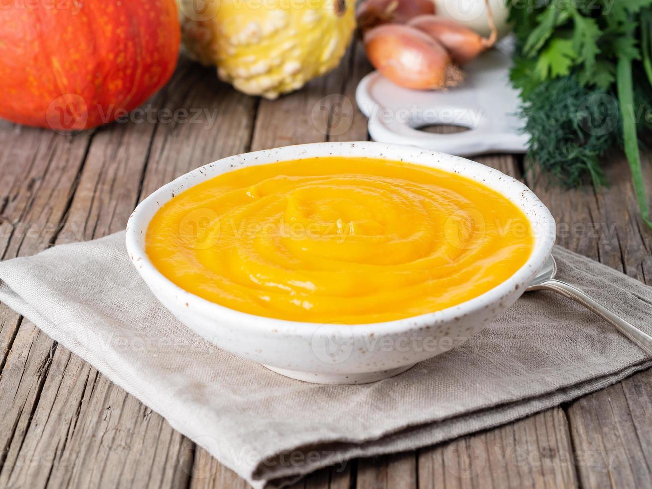 Delicious pumpkin cream soup photo