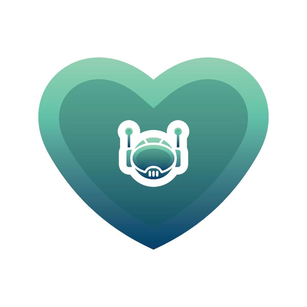 robot love gradient logo design template icon vector