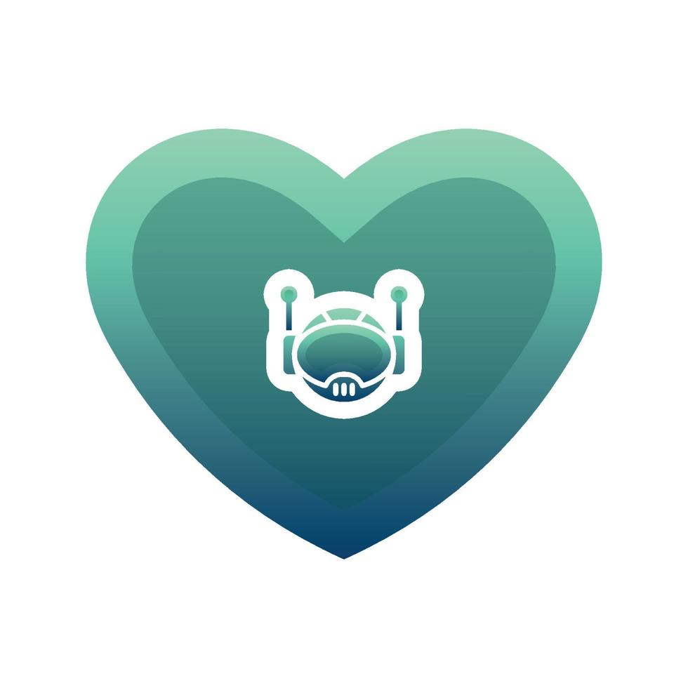 icono de plantilla de diseño de logotipo degradado de amor robot vector