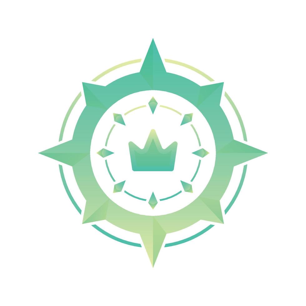 icono de plantilla de diseño de logotipo de degradado de corona de brújula vector