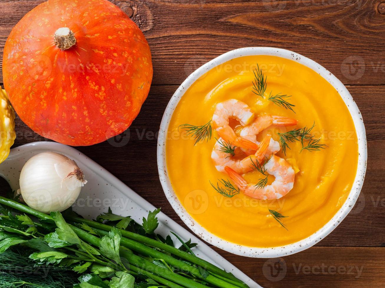 Delicious pumpkin cream soup photo