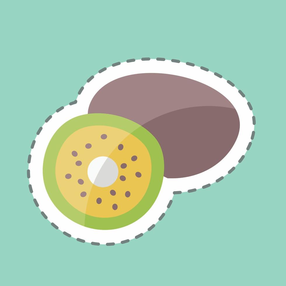 pegatina línea cortada kiwi. adecuado para el símbolo de frutas y verduras. diseño simple editable. vector de plantilla de diseño. ilustración de símbolo simple