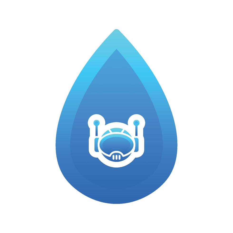 robot water gradient logo design template icon vector