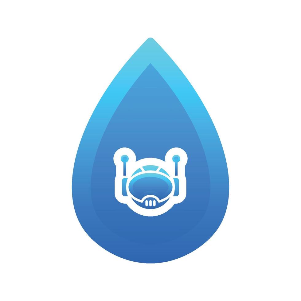 robot water gradient logo design template icon vector