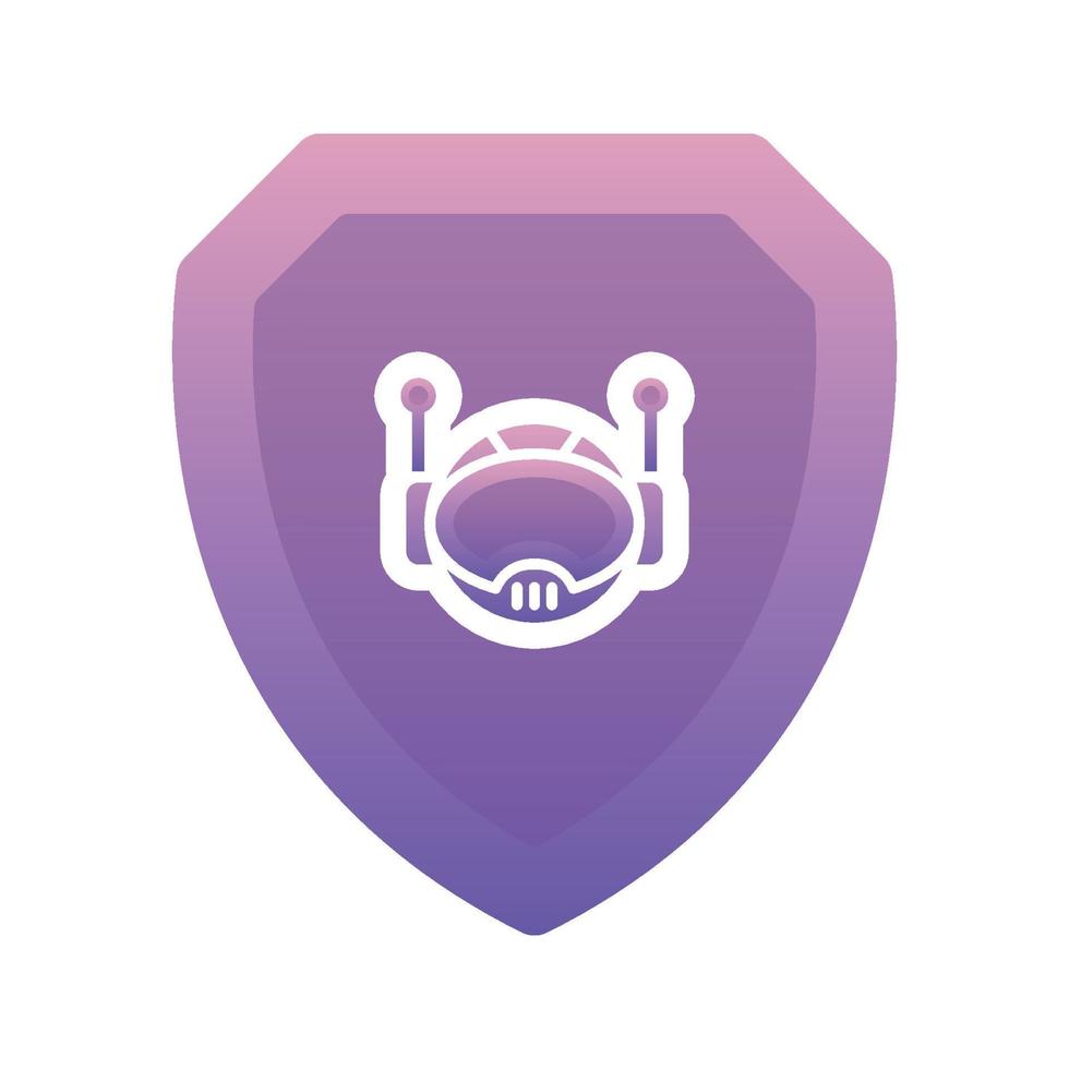 robot shield gradient logo design template icon vector