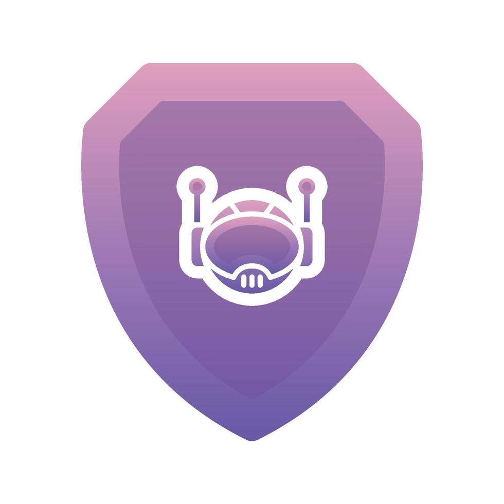 robot shield gradient logo design template icon vector