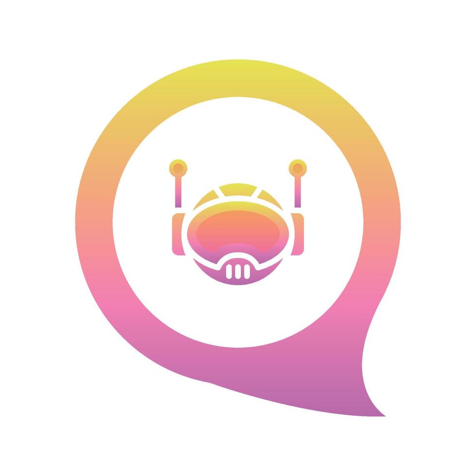 robot chat gradient logo design template icon vector