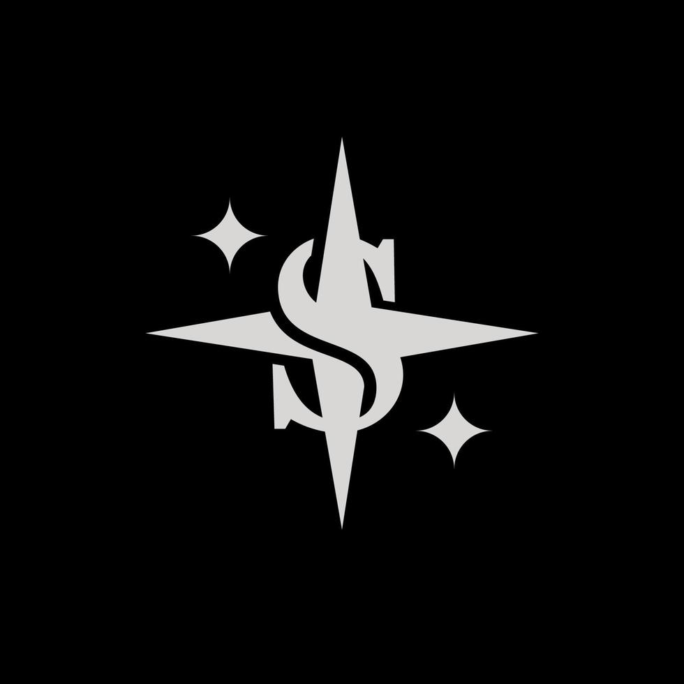 letter s with star logo. very creative vector
